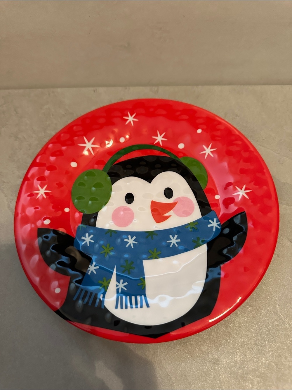 Sleigh Bell Bistro Christmas Melamine 8” Plates Set: 4 Santa Reindeer Snowman - Picture 3 of 7